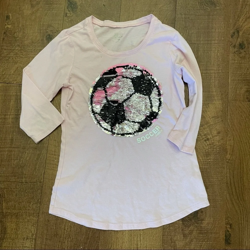 Justice active girl soccer flip sequin bundle lot Sz 10/12- 4 pieces total